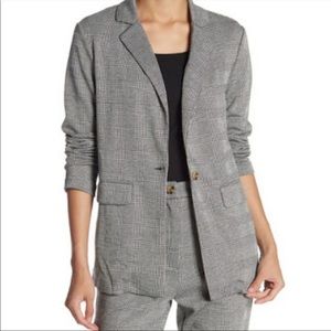 NWOT Nordstrom Grey Plaid Jersey blazer Size L